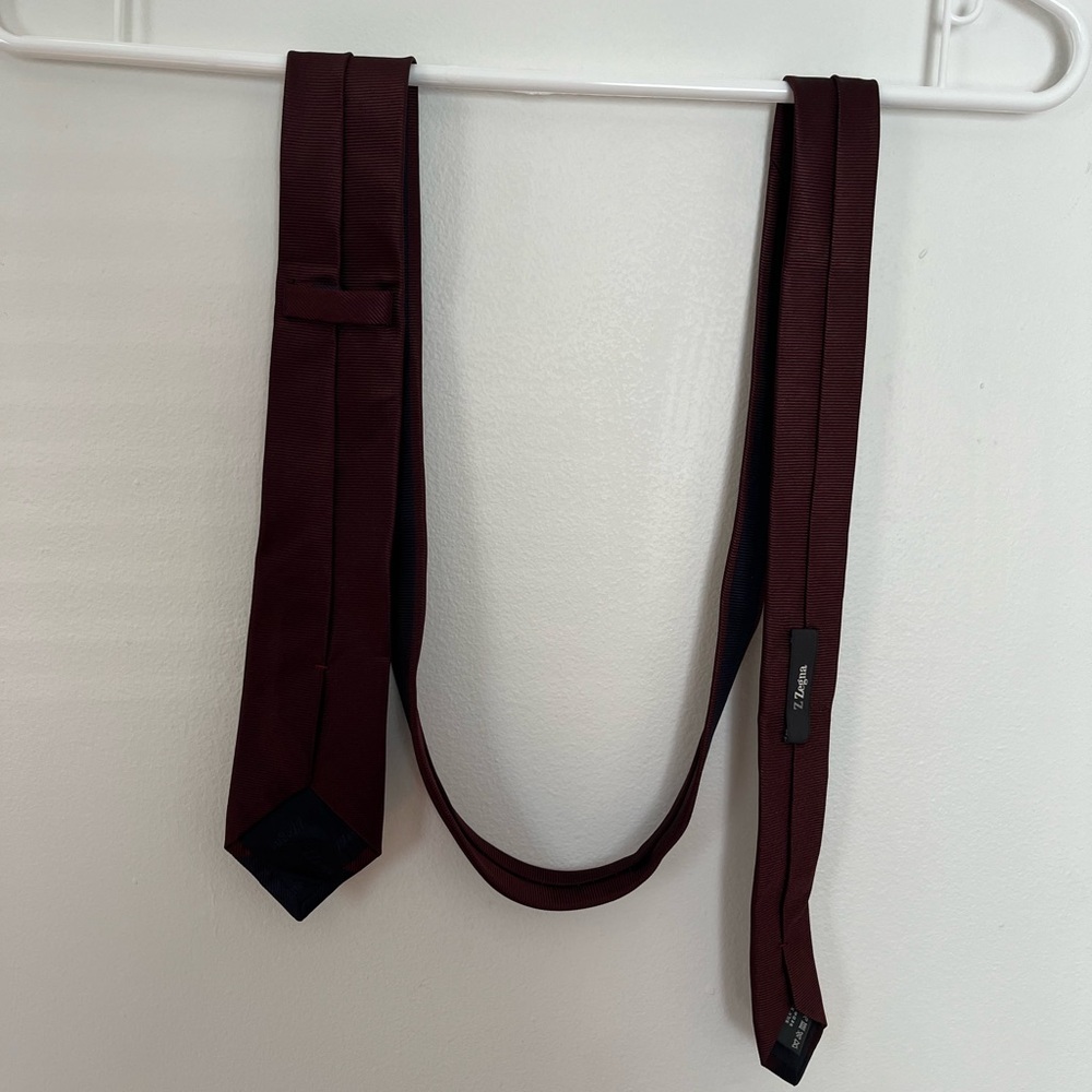 Z Zegna Men's Deep Burgundy and Navy Tie